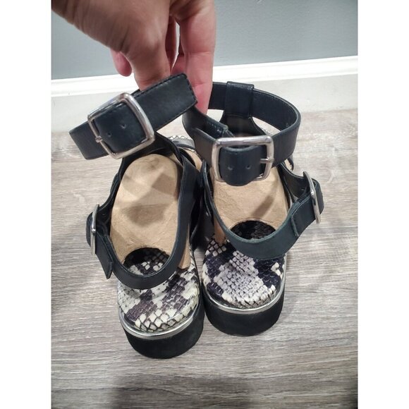 Donald Pliner Lido Snake Print Leather Wedge Open Toe Gladiator Sandals Sz 6.5M - Picture 2 of 16